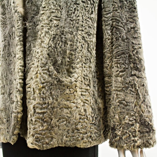 Grey Persian Lamb Jacket with Iris Mink Collar- Size XL