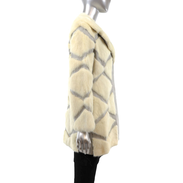 Ivory Mink Coat with Leather Insert- Size S