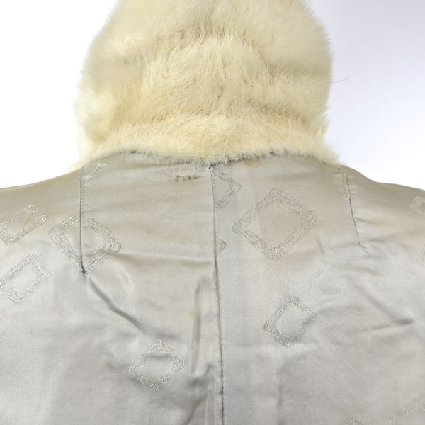 Ivory Mink Coat with Leather Insert- Size S