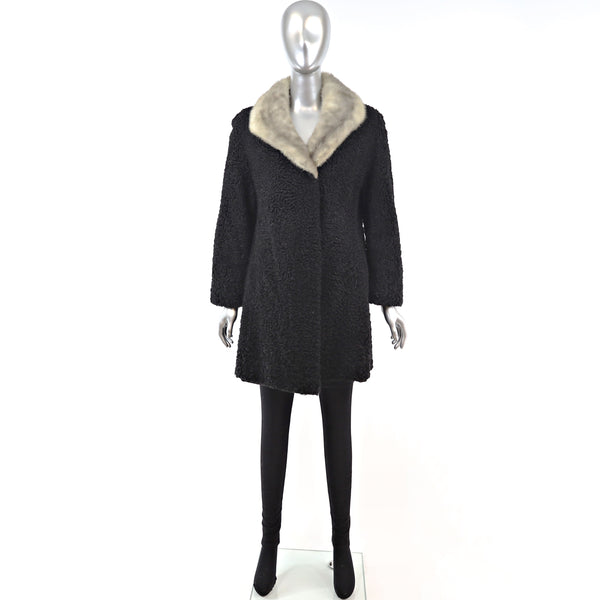 Persian Lamb Coat with Mink Collar- Size M