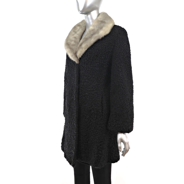 Persian Lamb Coat with Mink Collar- Size M