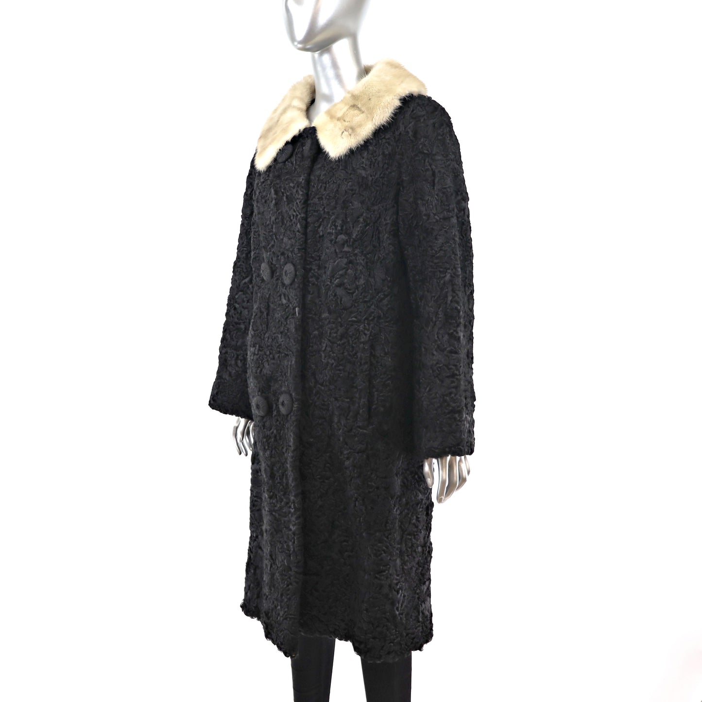 Persian Lamb Coat with Mink Collar- Size M
