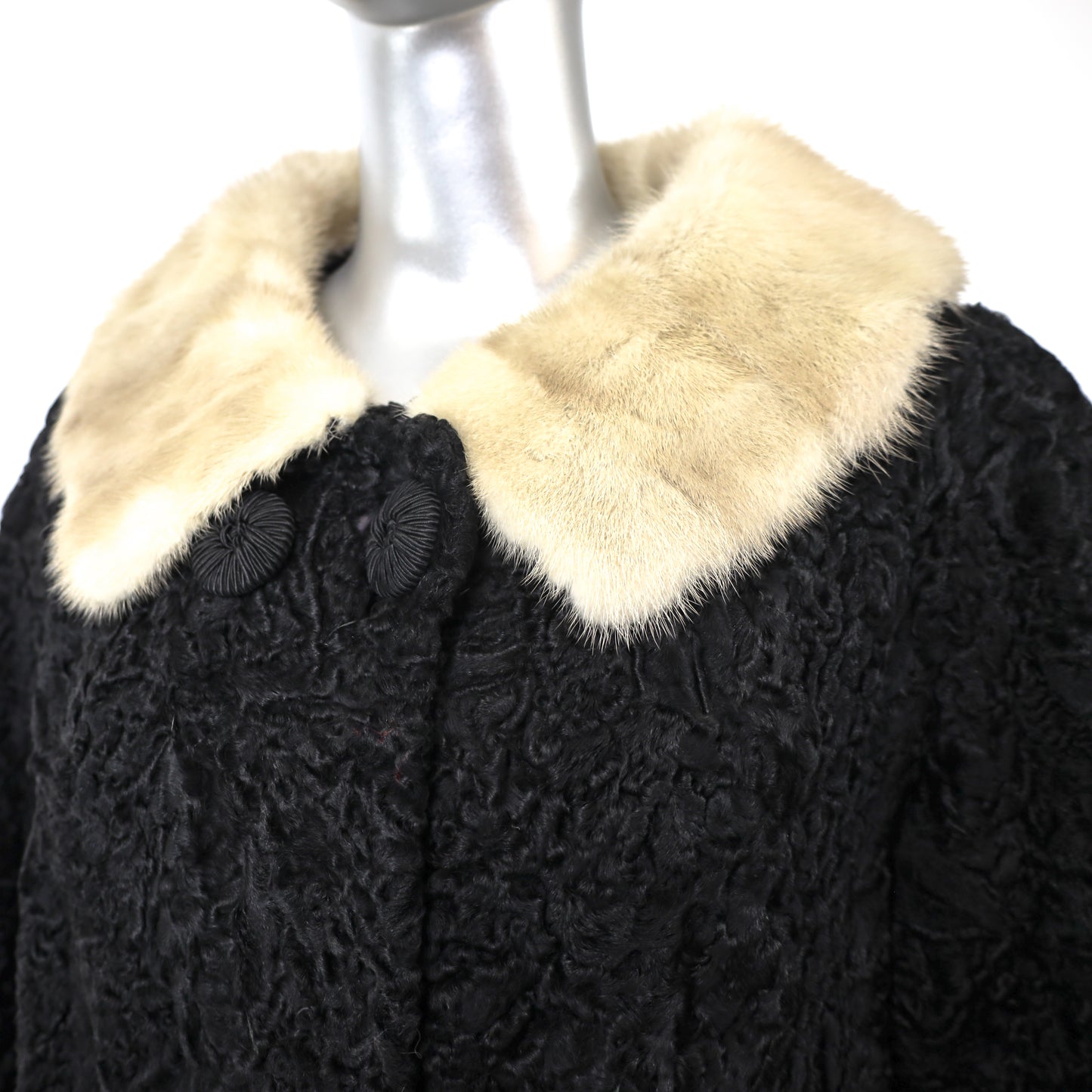 Persian Lamb Coat with Mink Collar- Size M