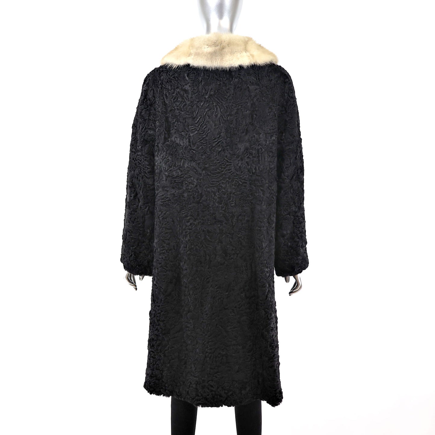 Persian Lamb Coat with Mink Collar- Size M