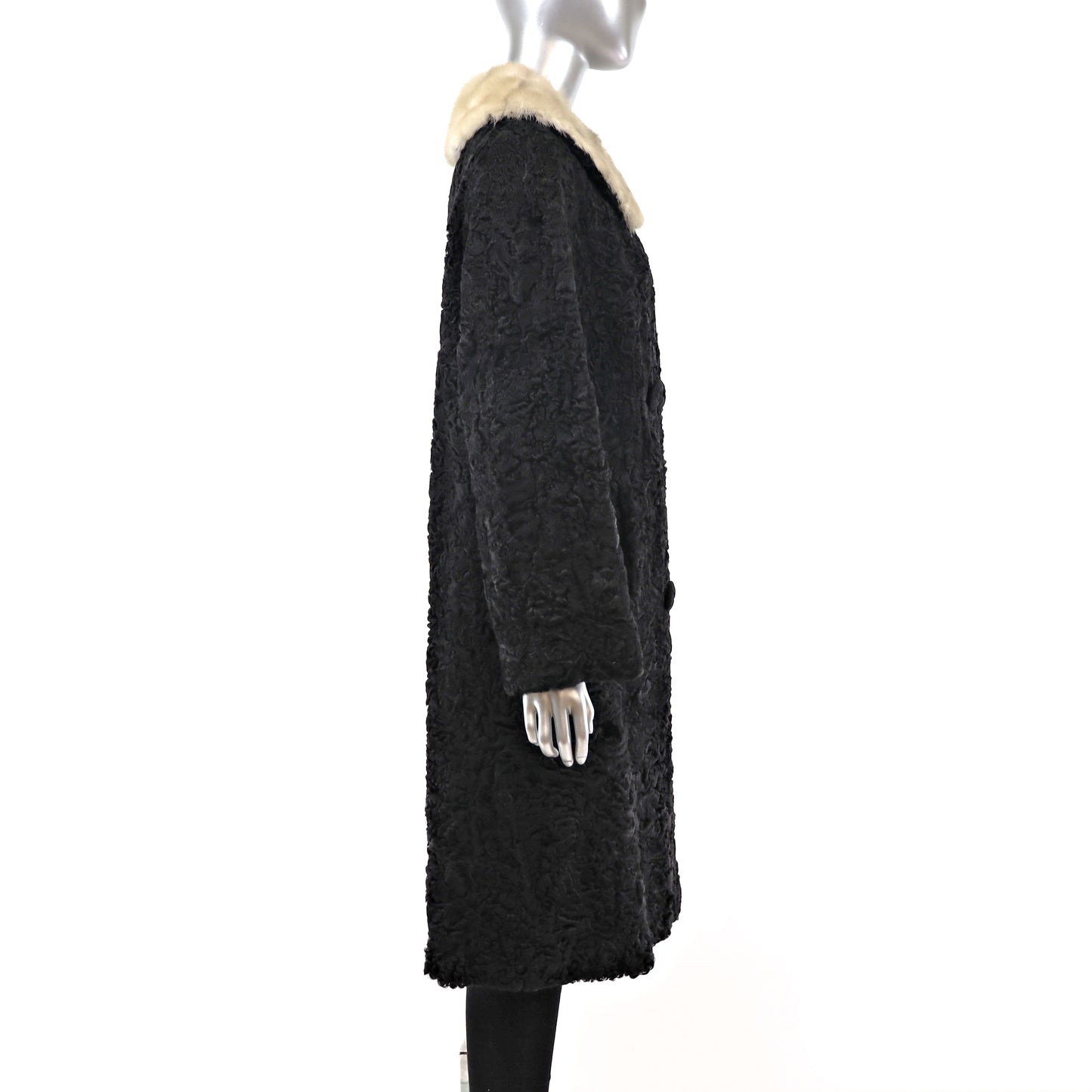 Persian Lamb Coat with Mink Collar- Size M