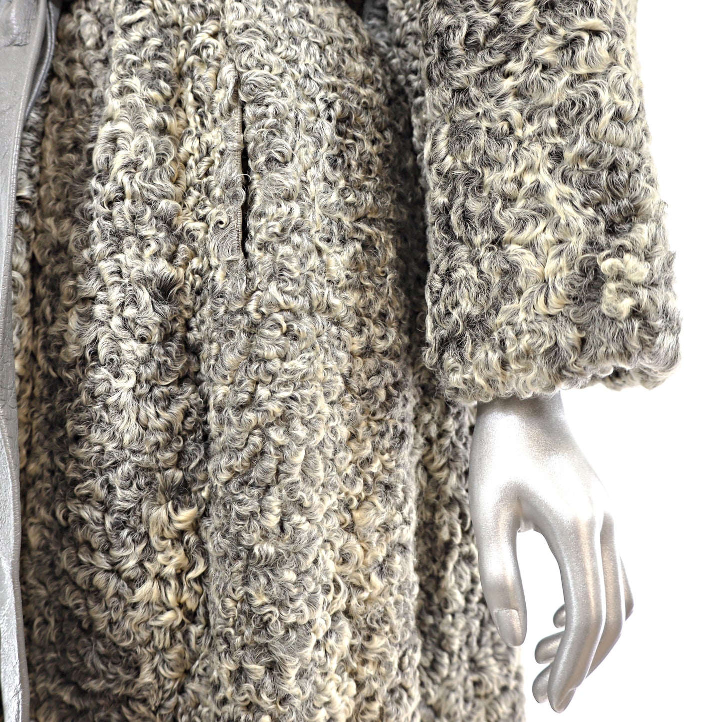 Grey Persian Lamb Coat- Size XL