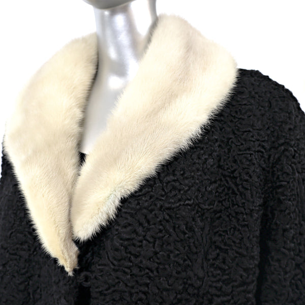 Persian Lamb 3/4 Coat with Mink Collar- Size XXL