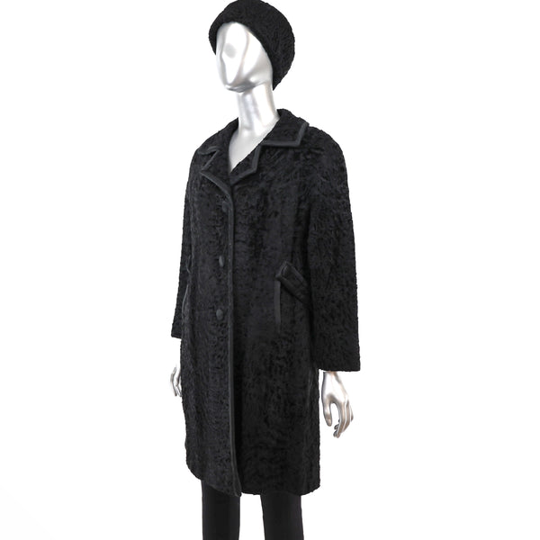 Persian Lamb Coat with Matching Hat- Size M
