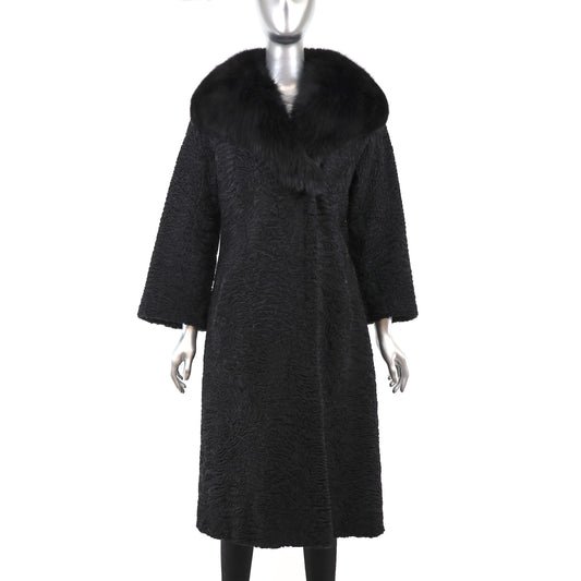 Persian Lamb Coat with Fox Collar- Size XS