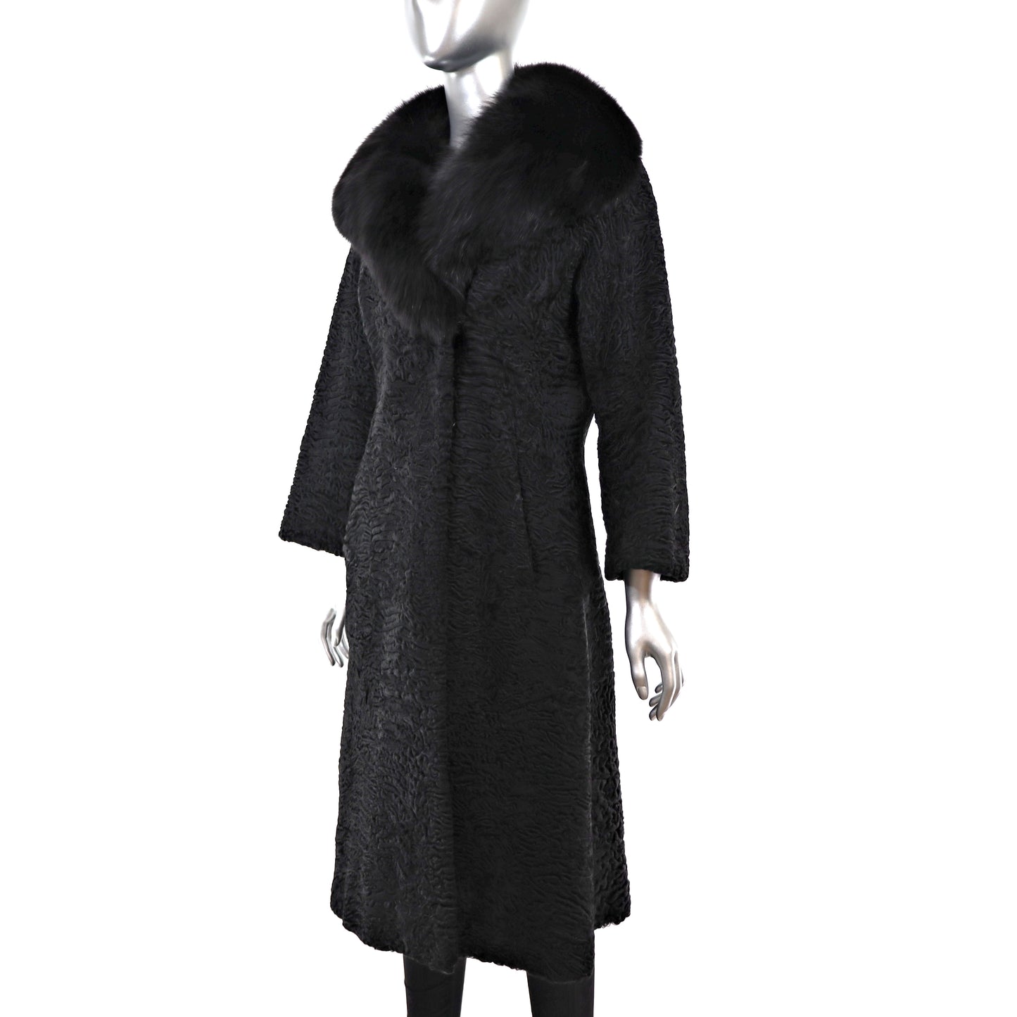 Persian Lamb Coat with Fox Collar- Size XS