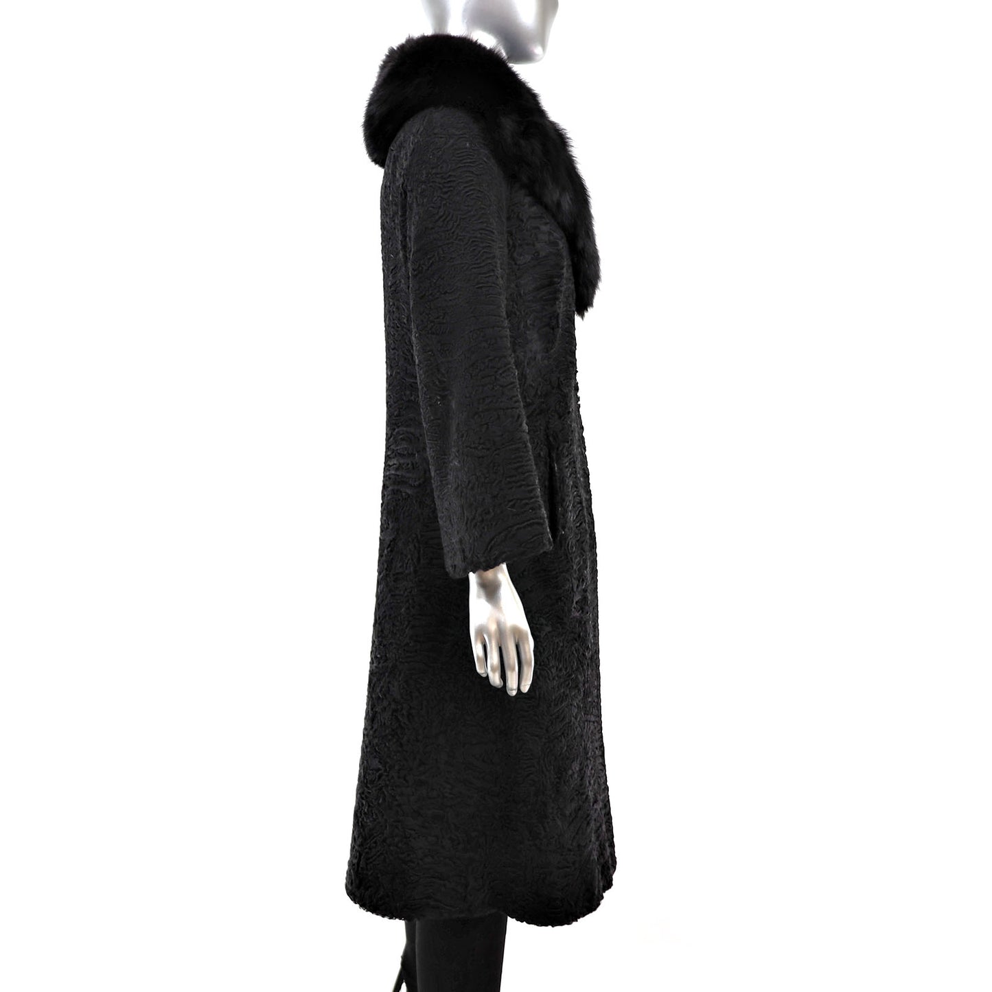 Persian Lamb Coat with Fox Collar- Size XS