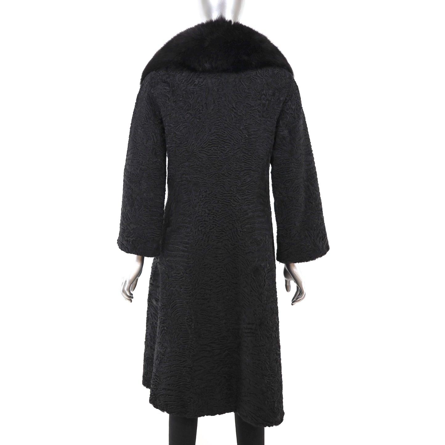 Persian Lamb Coat with Fox Collar- Size XS