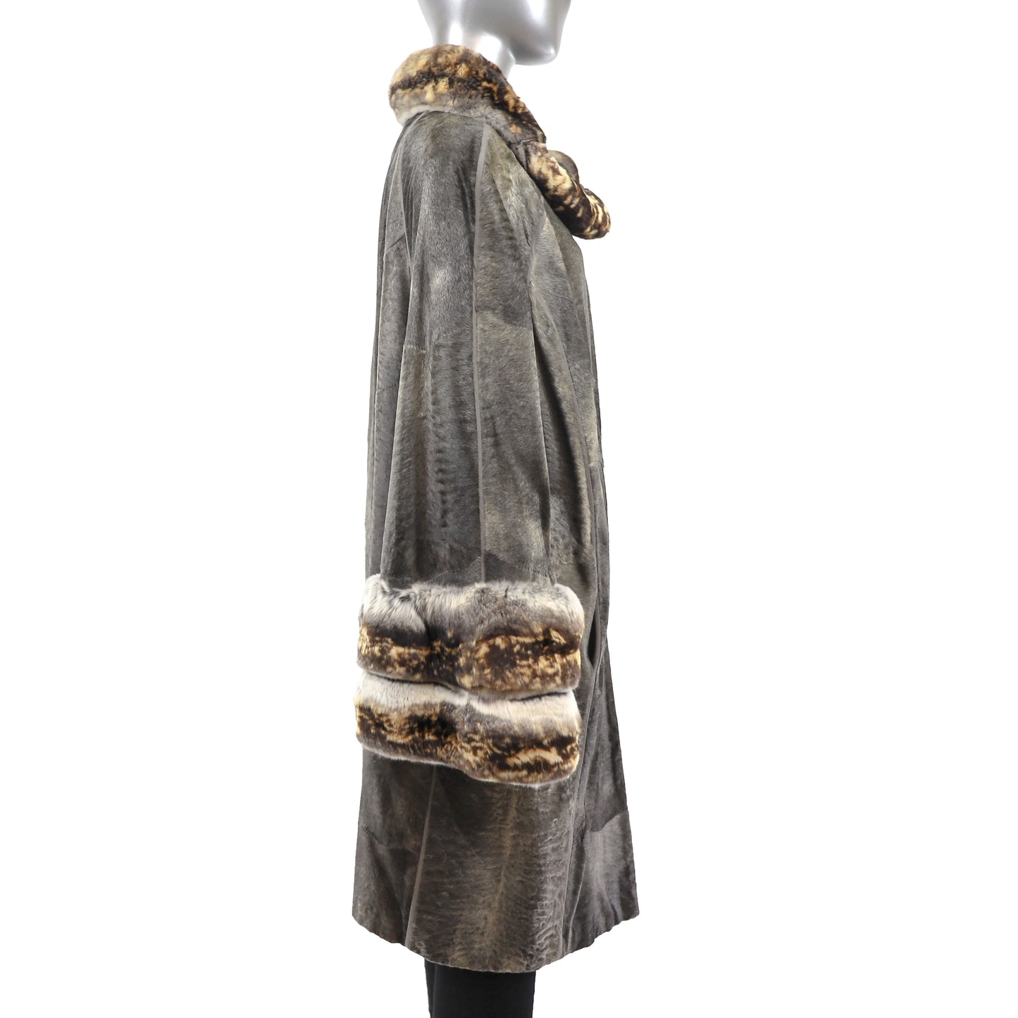 Dennis Basso Sheared Lamb Coat with Chinchilla Trim- Size XXXL