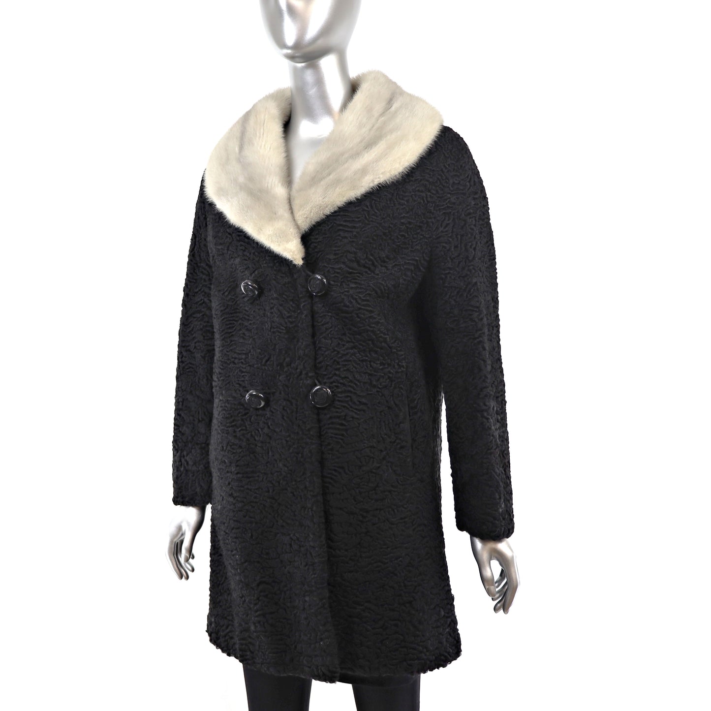 Persian Lamb Coat with Mink Collar- Size M