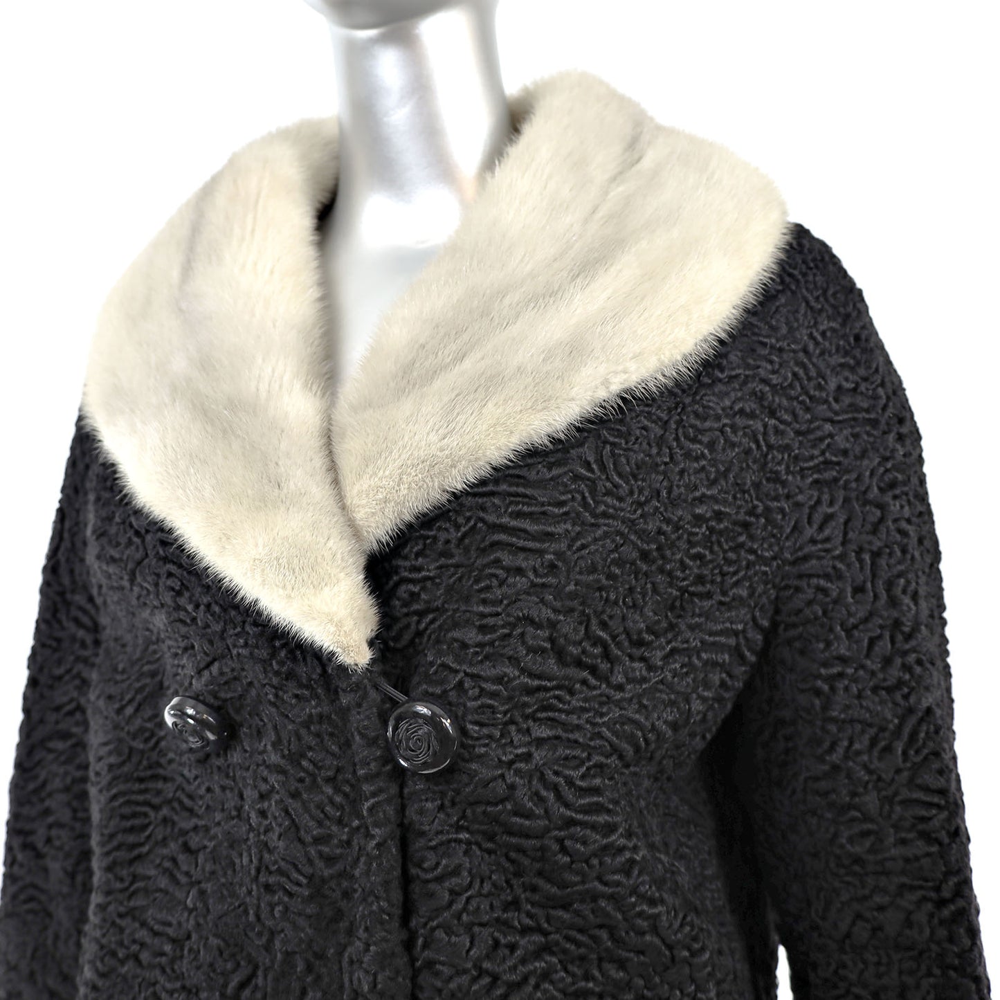 Persian Lamb Coat with Mink Collar- Size M