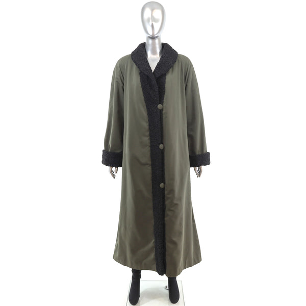 Persian Lamb Coat Reversible to Microfiber- Size L