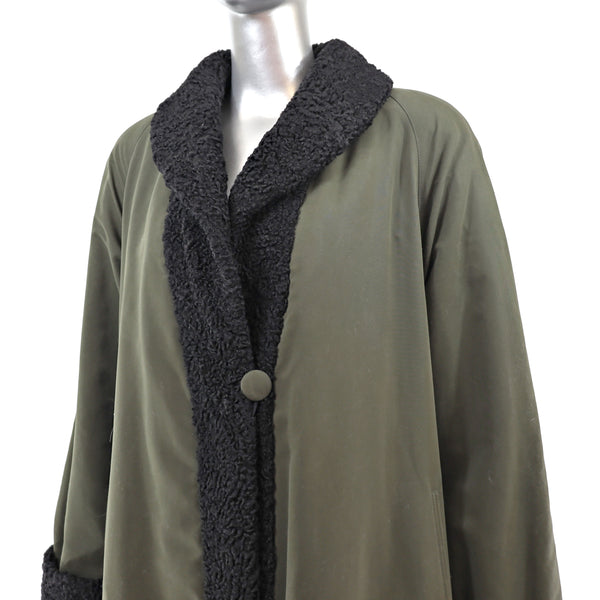 Persian Lamb Coat Reversible to Microfiber- Size L