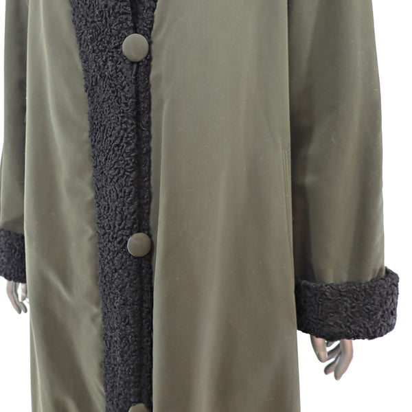 Persian Lamb Coat Reversible to Microfiber- Size L