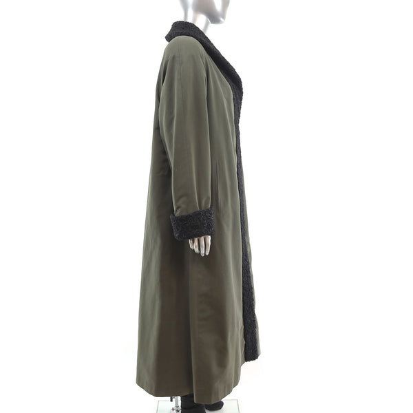 Persian Lamb Coat Reversible to Microfiber- Size L
