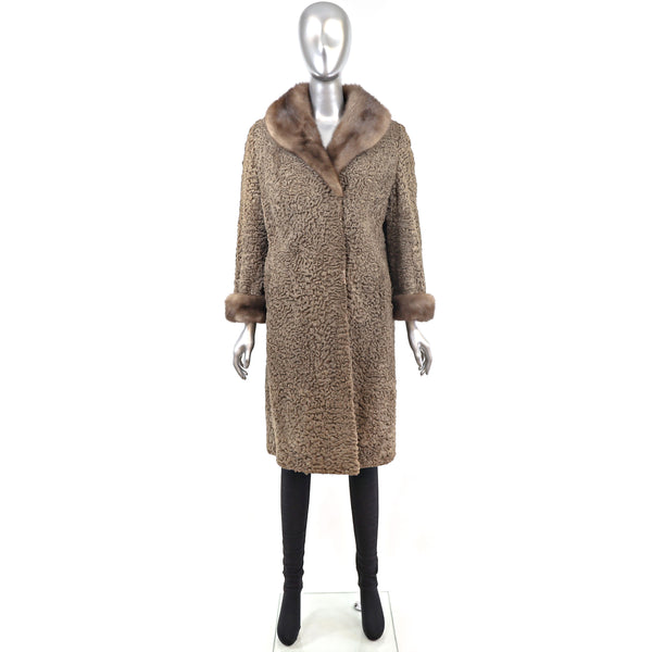 Persian Lamb Coat with Mink Trim- Size M