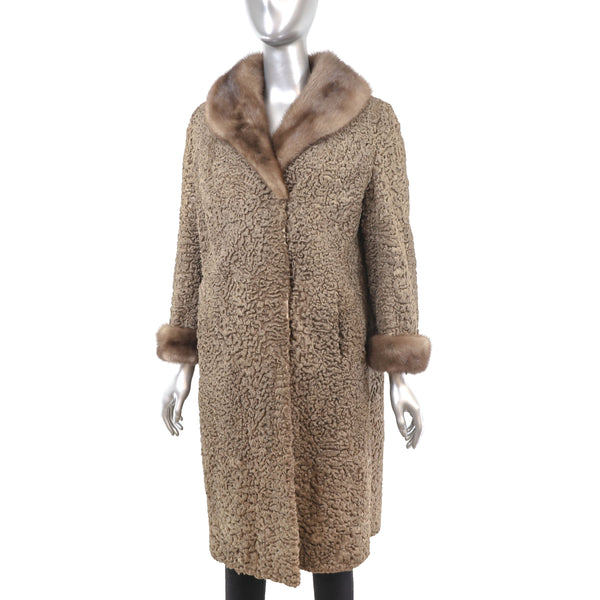 Persian Lamb Coat with Mink Trim- Size M