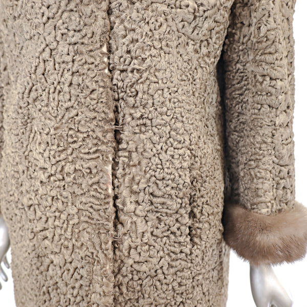 Persian Lamb Coat with Mink Trim- Size M