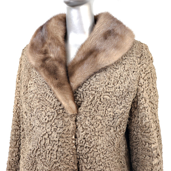 Persian Lamb Coat with Mink Trim- Size M