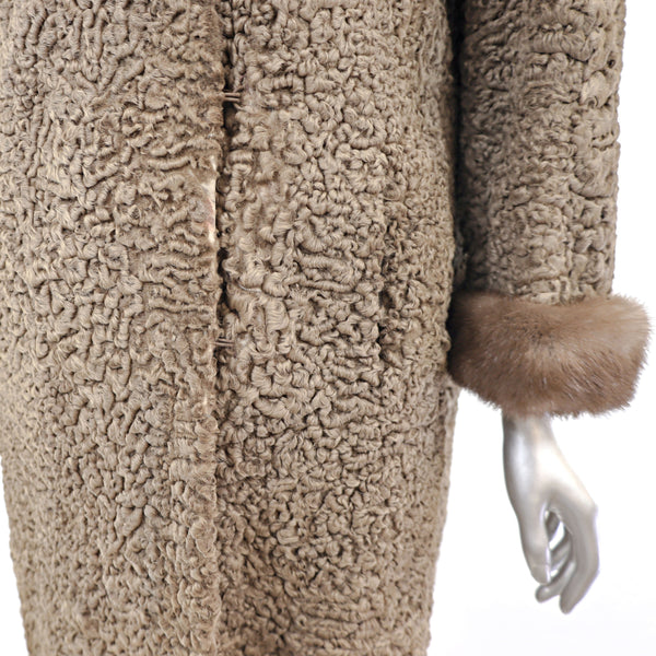 Persian Lamb Coat with Mink Trim- Size M