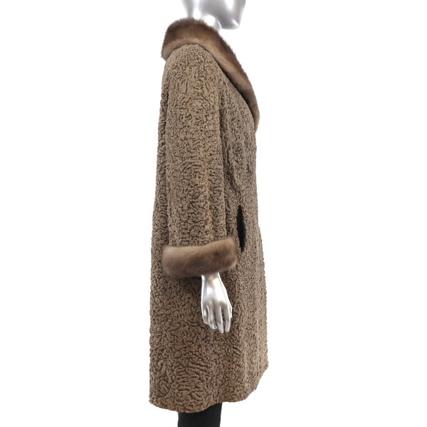 Persian Lamb Coat with Mink Trim- Size M