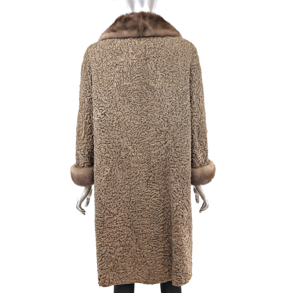 Persian Lamb Coat with Mink Trim- Size M