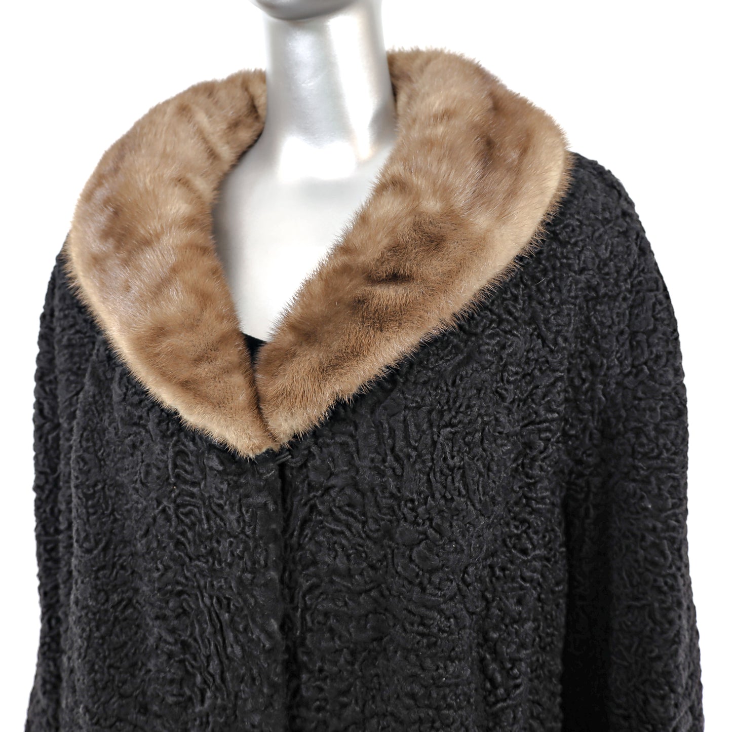 Persian Lamb Coat with Mink Collar- Size XXL