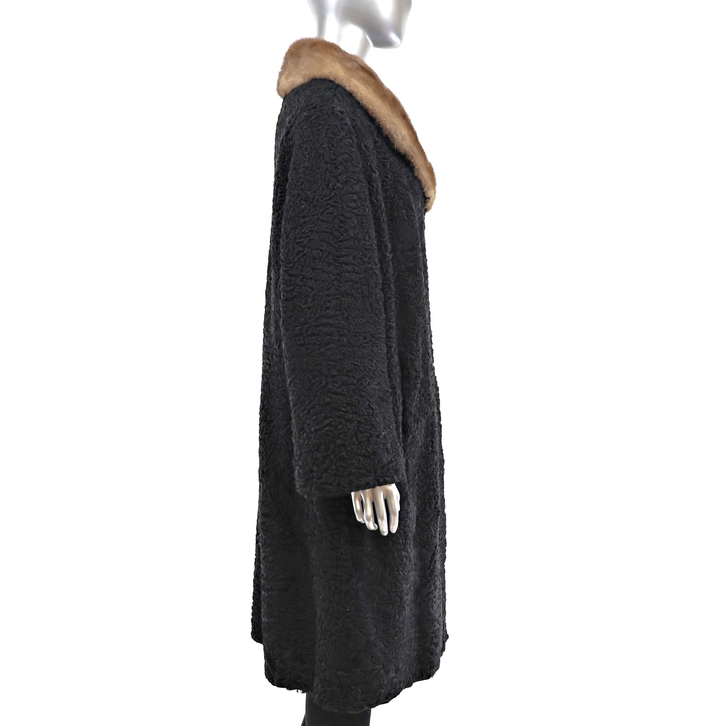 Persian Lamb Coat with Mink Collar- Size XXL