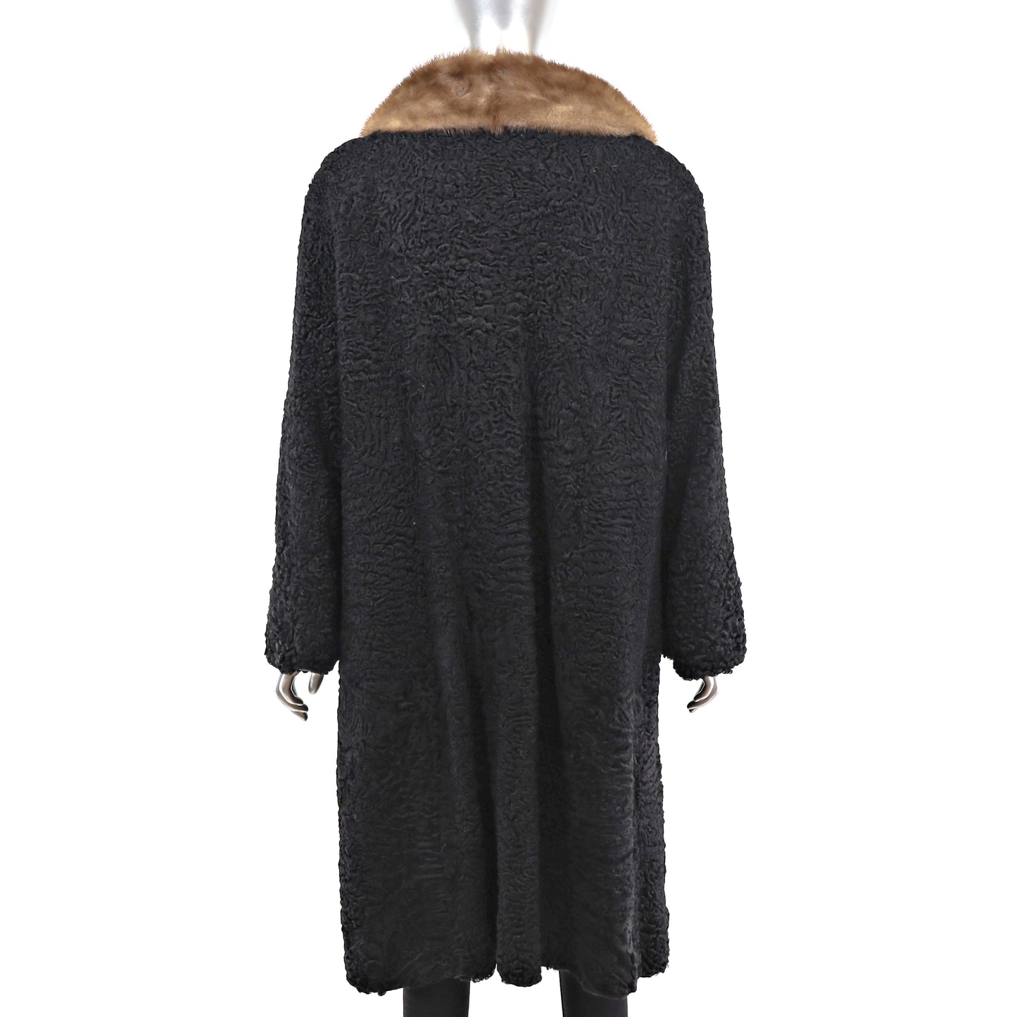 Persian Lamb Coat with Mink Collar- Size XXL