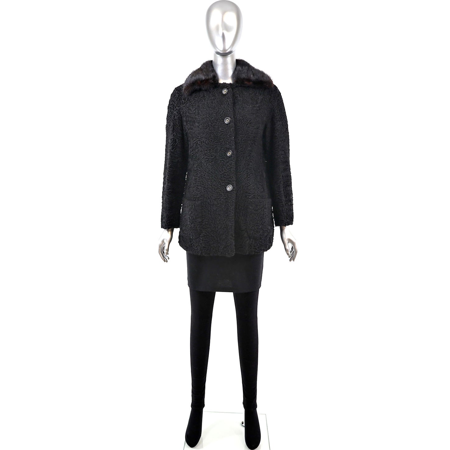 Persian Lamb Jacket with Mink Collar- Size S