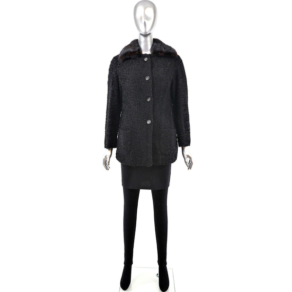 Persian Lamb Jacket with Mink Collar- Size S-M