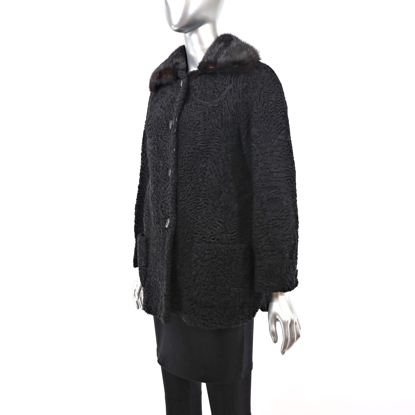 Persian Lamb Jacket with Mink Collar- Size S