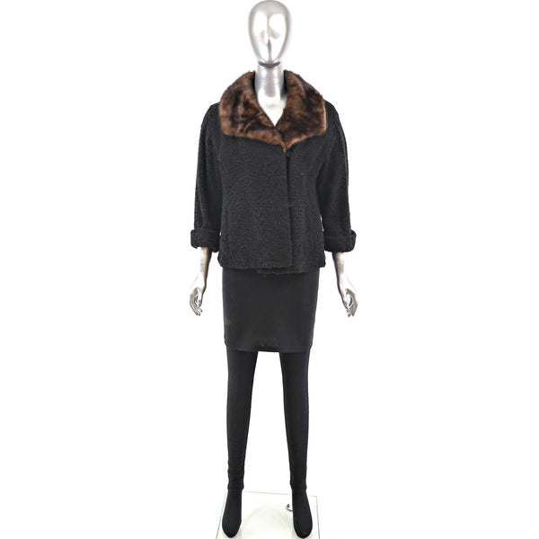 Persian Lamb Jacket with Mink Collar- Size M