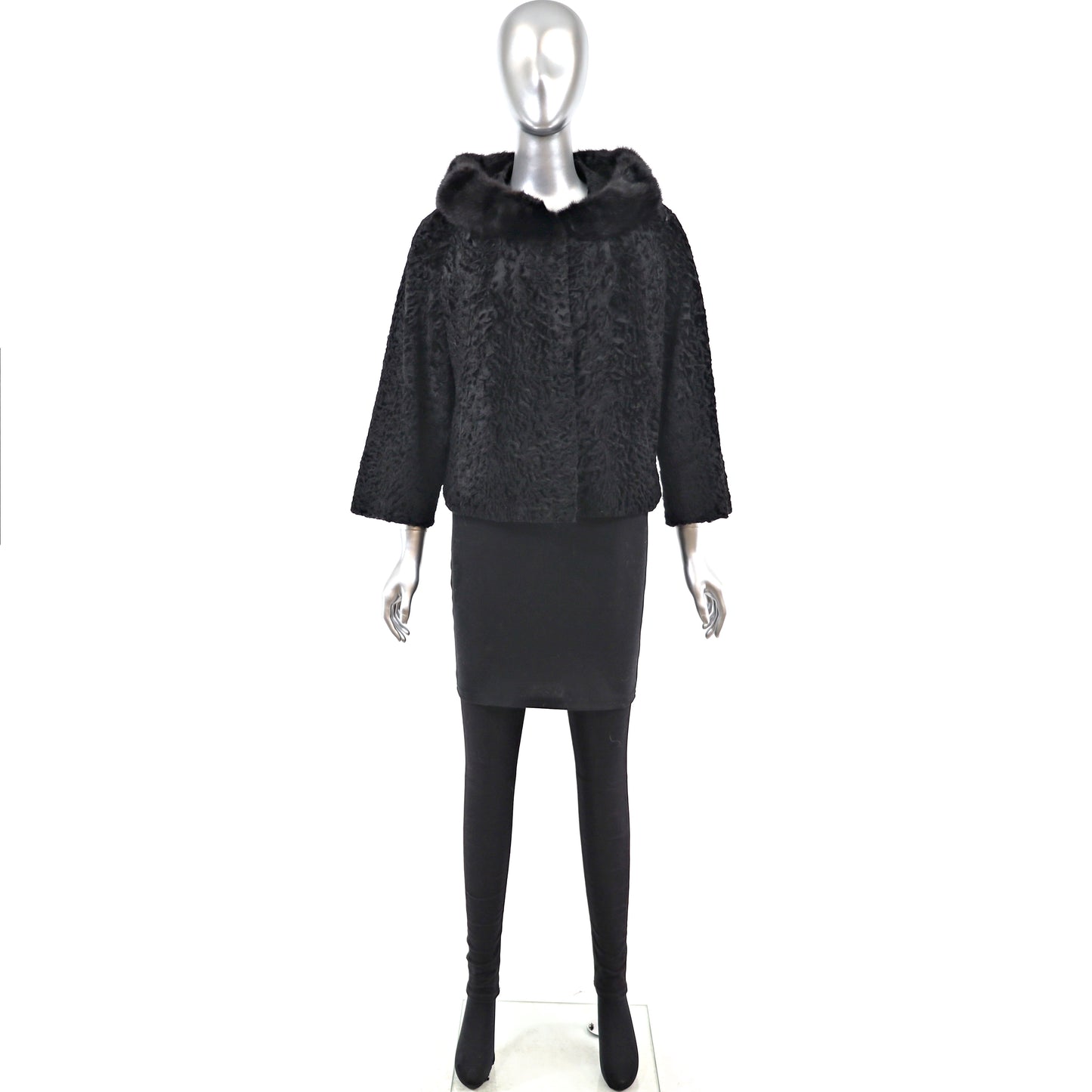 Persian Lamb Jacket with Mink Collar- Size L