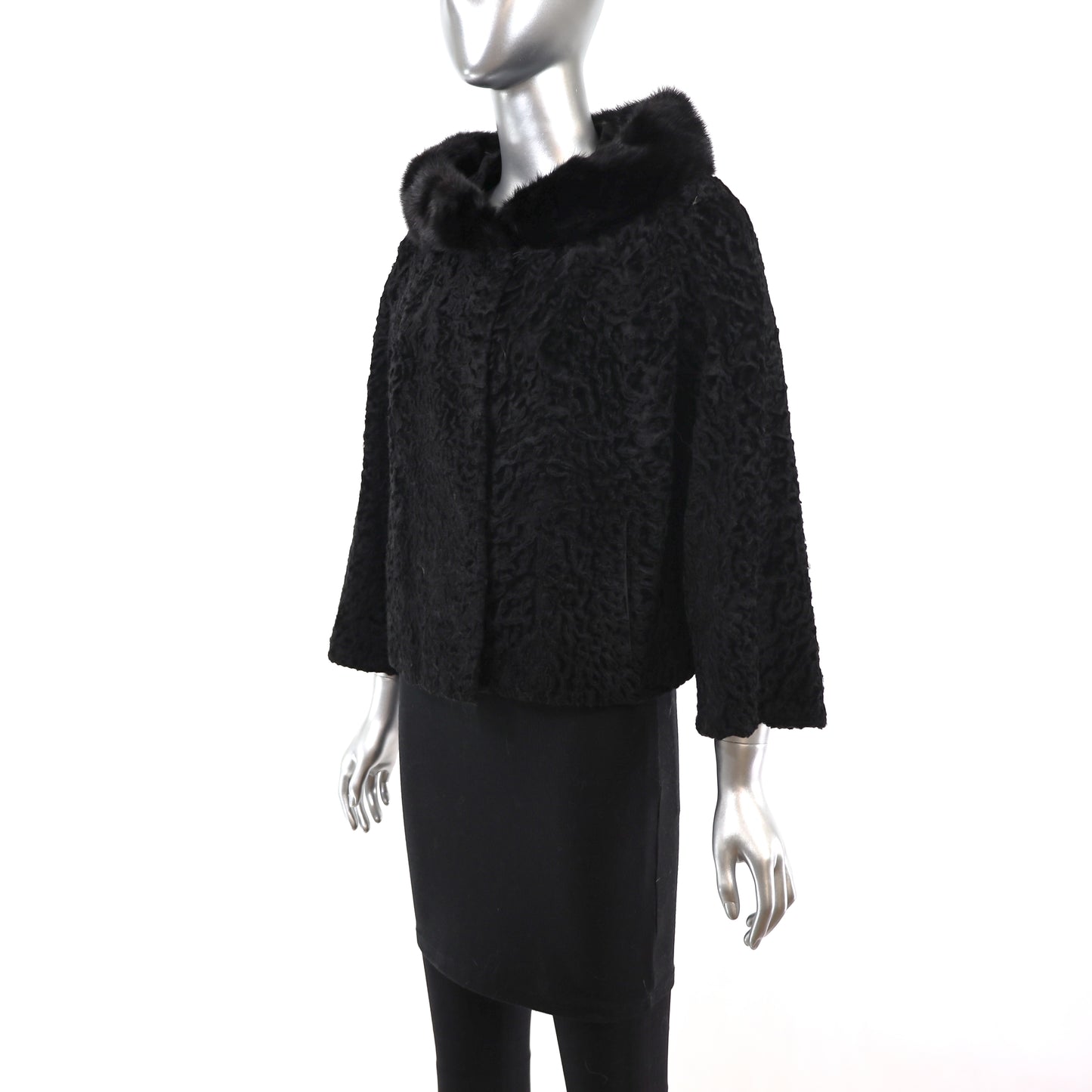Persian Lamb Jacket with Mink Collar- Size L