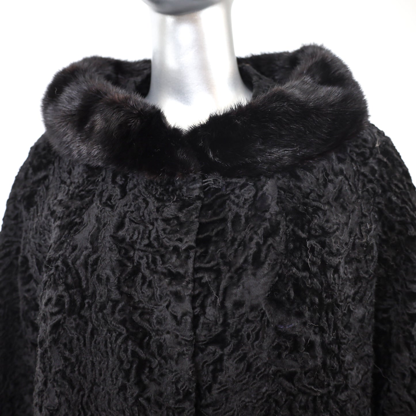 Persian Lamb Jacket with Mink Collar- Size L