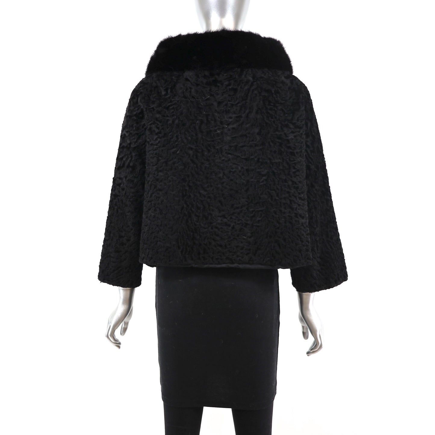 Persian Lamb Jacket with Mink Collar- Size L