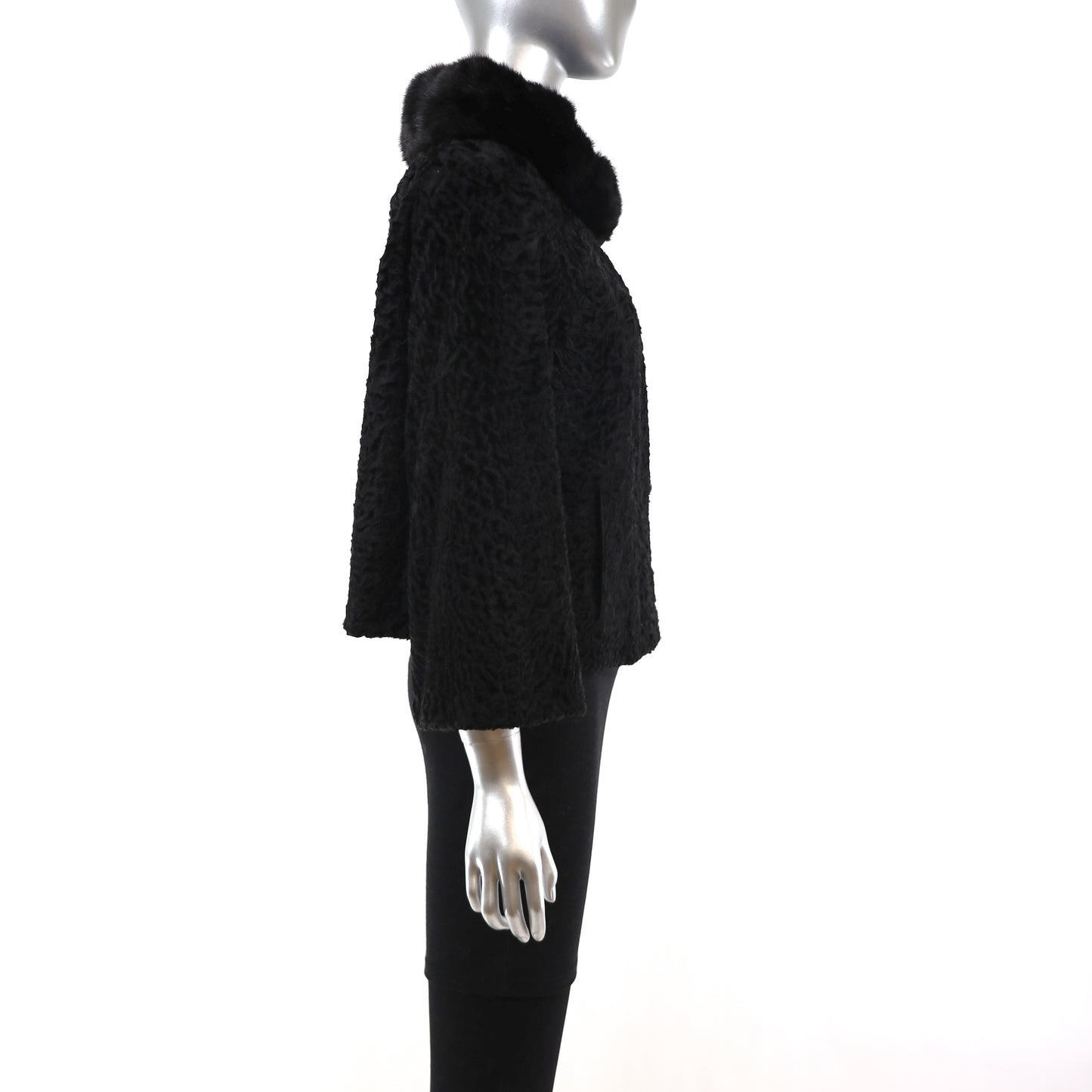 Persian Lamb Jacket with Mink Collar- Size L