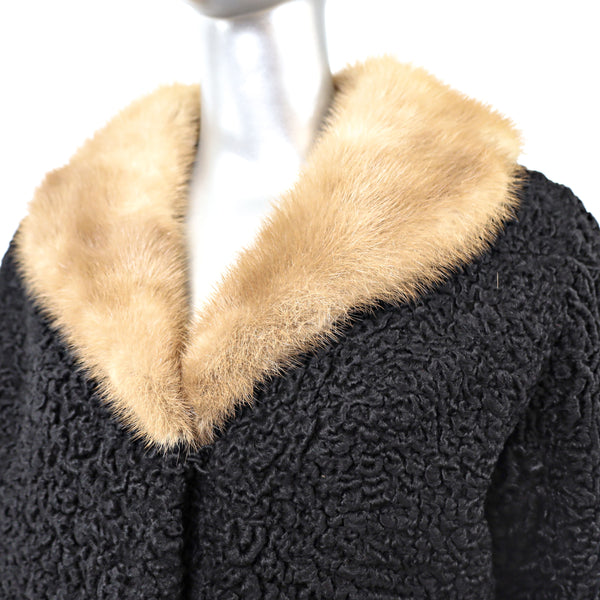 Persian Lamb Jacket with Mink Trims- Size M