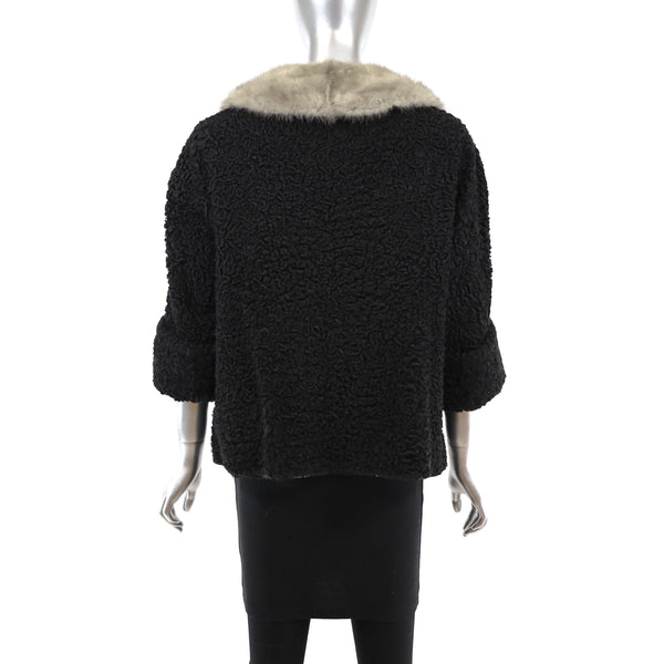 Persian Lamb Jacket with Mink Collar- Size M-L