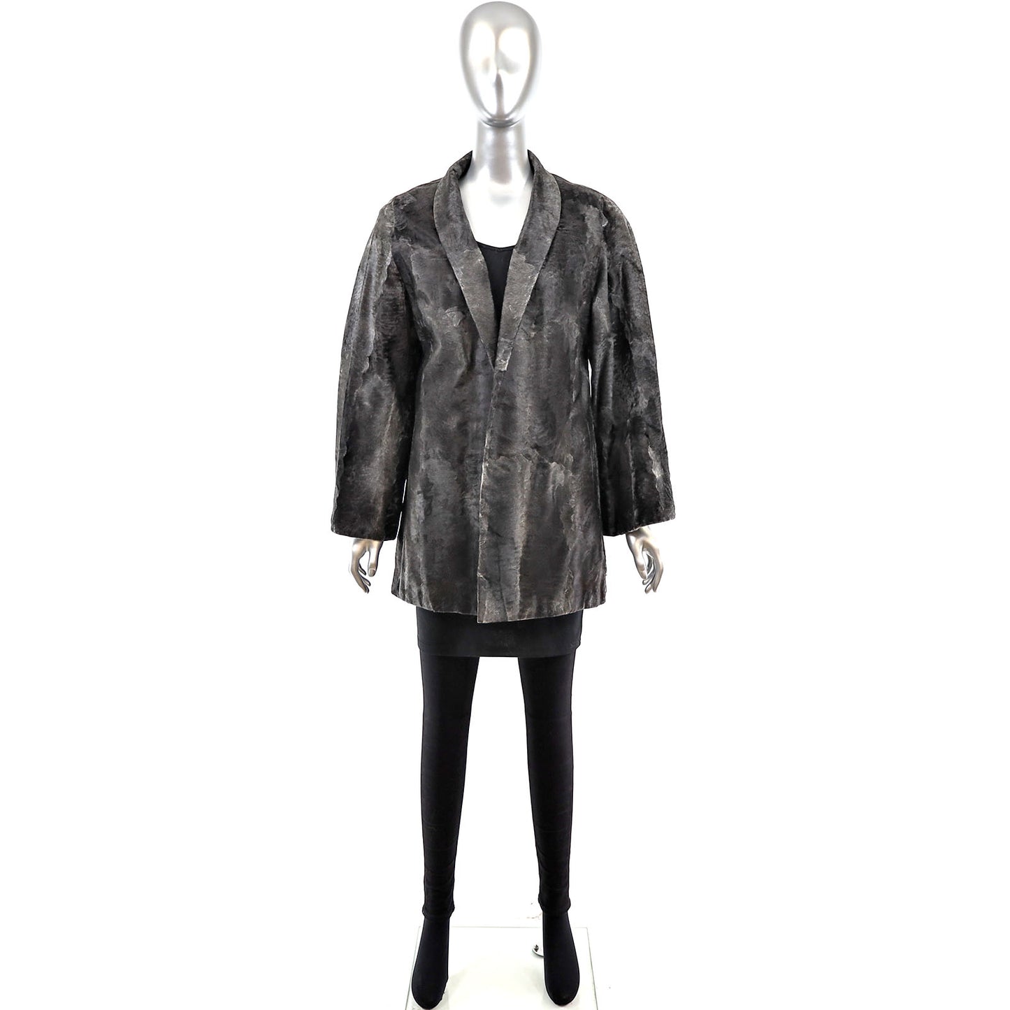Neiman Marcus Grey Swakara Lamb Jacket- Size S