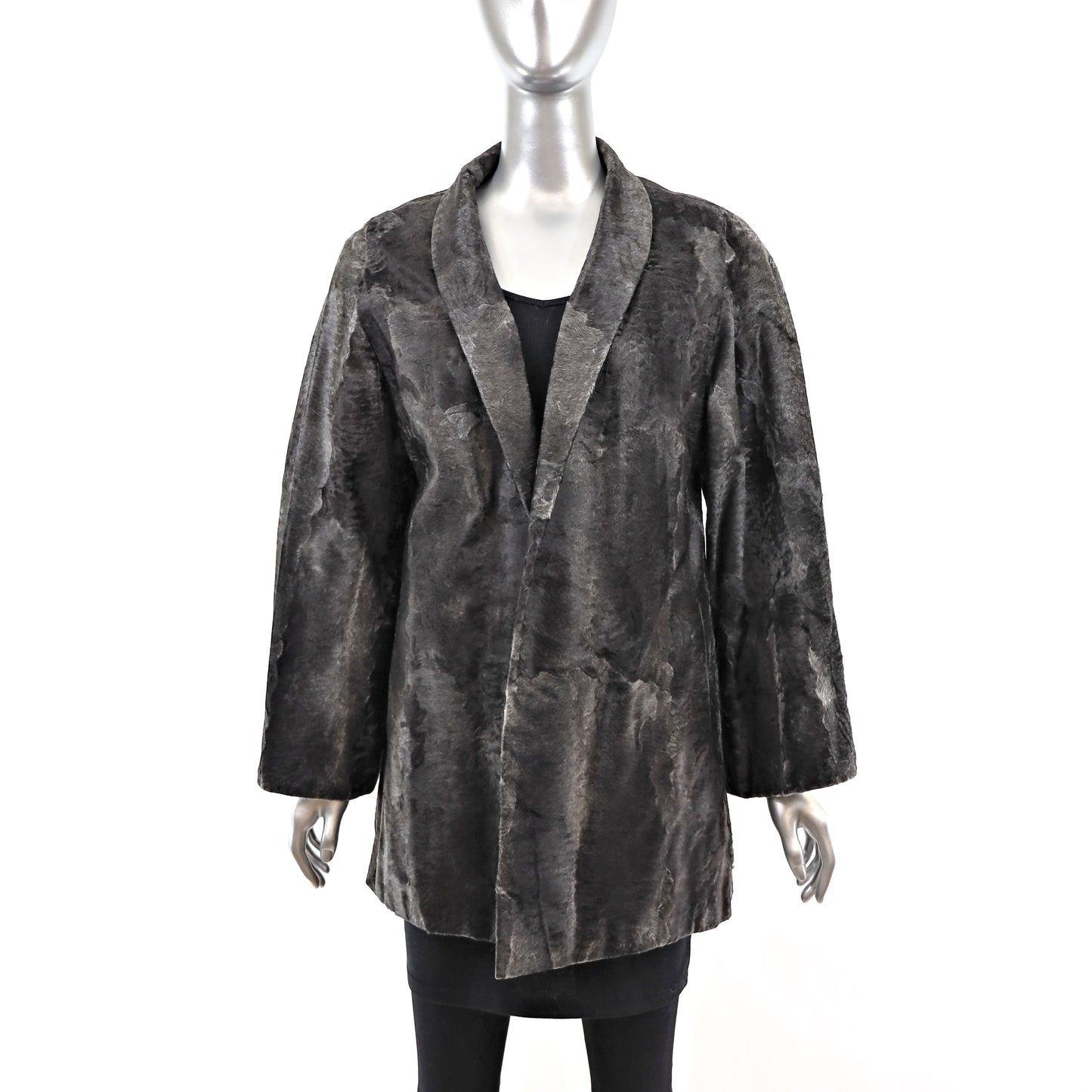 Neiman Marcus Grey Swakara Lamb Jacket- Size S