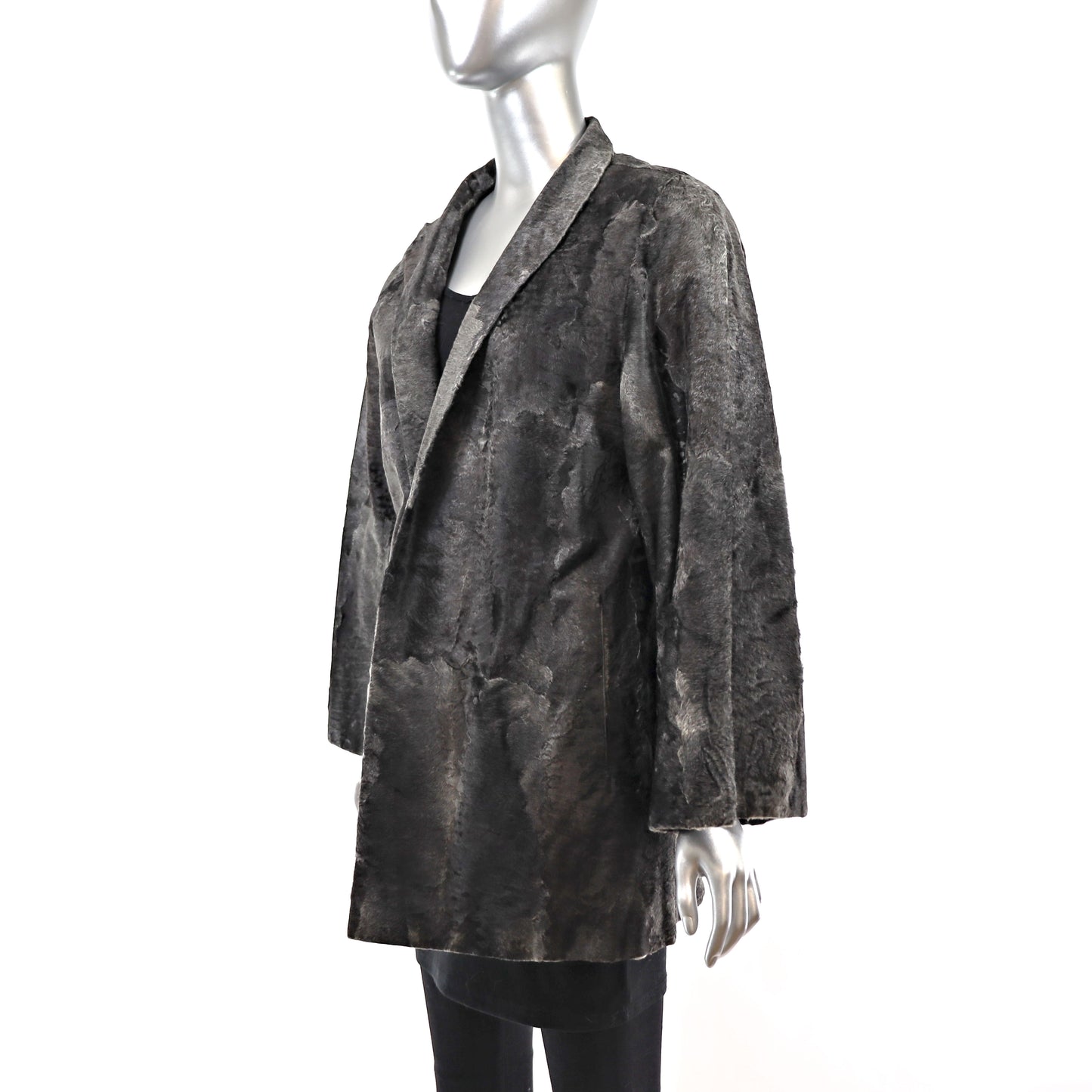 Neiman Marcus Grey Swakara Lamb Jacket- Size S