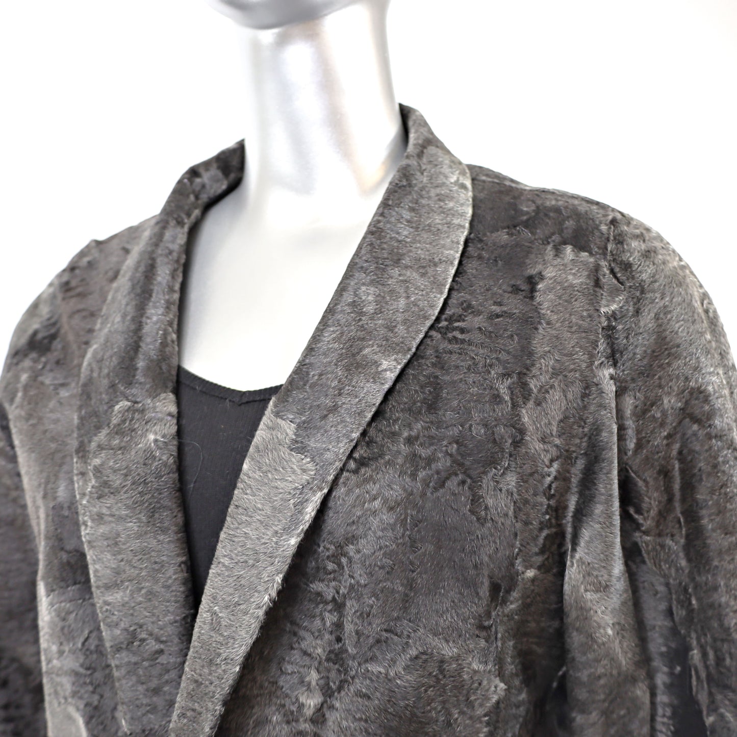 Neiman Marcus Grey Swakara Lamb Jacket- Size S