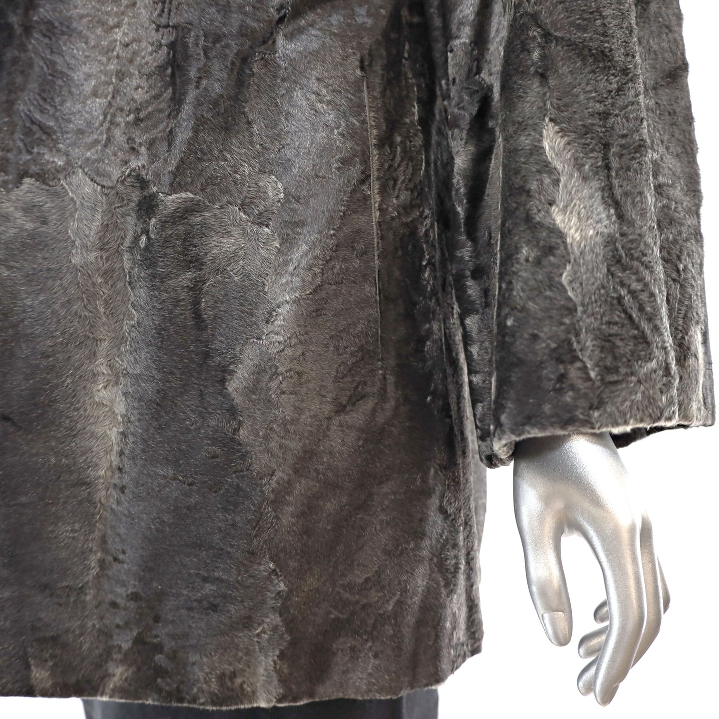 Neiman Marcus Grey Swakara Lamb Jacket- Size S
