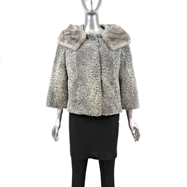 Persian Lamb Jacket with Mink Collar- Size L